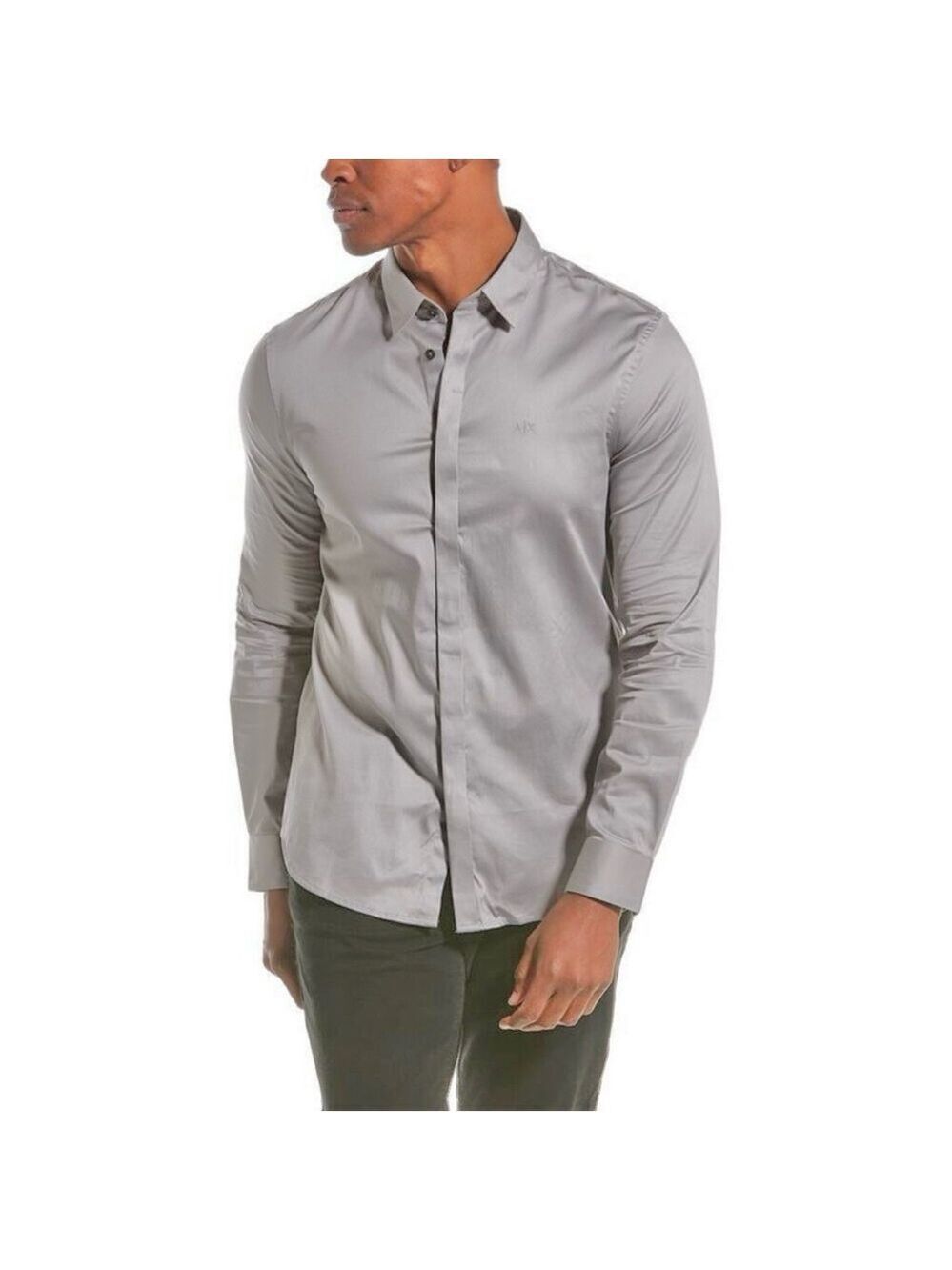 Armani Exchange Gray Slim Fit Long Sleeve Button Down Shirt, size XS